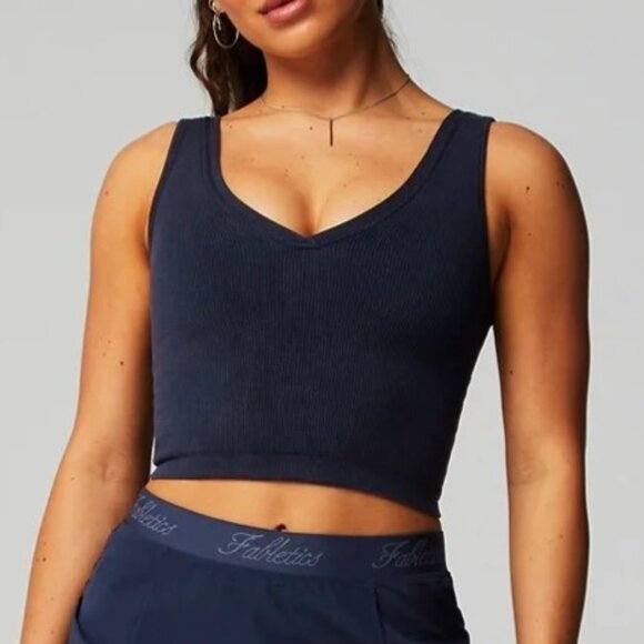 Fabletics Cloud Seamless V Neck Crop Tank XS - Picture 4 of 5